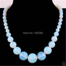 New Lovely 6-14mm Imitation Opal Crystal Stone Round Loose Beads Necklace Women banquet Jewelry Girl gift 2piece/lot 18" 2024 - buy cheap