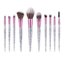 10 pieces glitter Makeup Brushes Foundation Cosmetic Eyebrow Eyeshadow Brush Make up Brushes Sets Tools pincel maquiagem 2024 - buy cheap