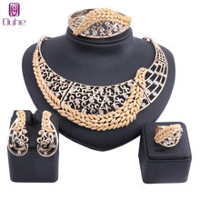 Conjunto de joias com colar e miçangas feminino, conjunto de joias estilo dubai, dourado com contas africanas, acessório de noiva 2024 - compre barato