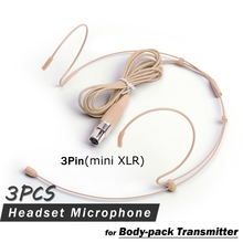 3PCS Professional Headset Headworn Condenser Microphone Mic For AKG Samson Wireless Bodypack Transmitter 3pin mini XLR TA3F Plug 2024 - buy cheap