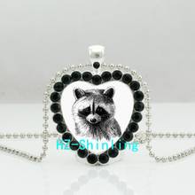 New Raccoon Crystal Heart Necklace Lovely Raccoon Pendant Heart Shaped Jewelry Novel Crystal Pendant HZ6 2024 - buy cheap