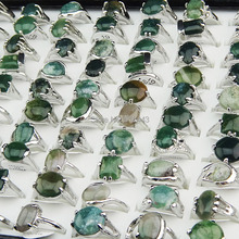 Wholesale Jewelry Lots 50pcs 100% Natural Green Stones Tourmaline Stones Mix Style Silver Rings for Womens Mens Fashion A002 2024 - buy cheap