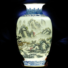 Jarrón de cerámica de Jingdezhen, florero de porcelana antigua azul y blanca, sala de estar china, artesanías, adornos y decoraciones 2024 - compra barato