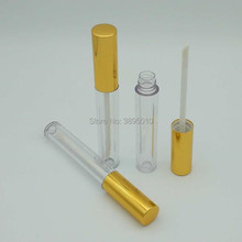 Tubos vacíos para brillo de labios, tubos de aceite para maquillaje de 5ML, tubo plástico redondo con tapa dorada, F240 2024 - compra barato