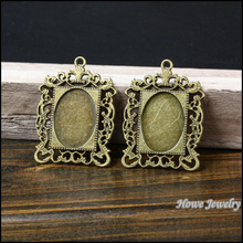 20 piezas vintage camafeo antiguo de bronce, colgante de Marco cabujón, accesorios de joyería diy, 46x34x1,5mm (compatible con 25x18mm) 2024 - compra barato