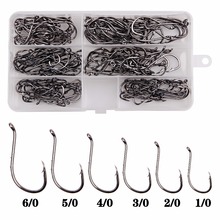 180pcs 8299 Carbon Steel Fishing Hooks Black Offset Barbed Shank Baitholder Bait Fishing Hook Set Size 1/0 2/0 3/0 4/0 5/0 6/0 2024 - buy cheap