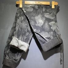 Повседневные женские штаны с принтом, Зимние флисовые шаровары, женские брюки серого цвета 2024 - купить недорого