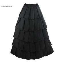 Charmian Women's Black Maxi Gothic Skirt Medieval Renaissance Ruffles Layered Tulle Tutu Long Retro Steampunk Skirt 2024 - buy cheap