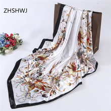 ZHSHWJ] Free Shipping 90 * 90CM Fashion Women's Scarves Bandana Anti-Silk Hijab Women's Decorative Shawl Gorgeous silk scarf 2024 - buy cheap