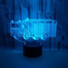 Lámpara led de mesa 3d para vehículo de bomberos, luz nocturna de siete colores, Control remoto táctil, escritorio, regalo, atmósfera, Led 3d, lámparas decorativas pequeñas 2024 - compra barato