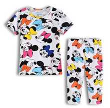 НОВЫЕ комплекты детской одежды, летняя Пижама для маленьких девочек, детская одежда для сна, футболка с короткими рукавами + шорты, костюм, одежда для сна для мальчиков, домашняя одежда 2024 - купить недорого