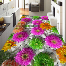 Mural autoadhesivo personalizado para pared, pegatinas de suelo de plantas, flores, adoquines 3D, baño, sala de estar, papel tapiz impermeable de PVC, 3 D 2024 - compra barato