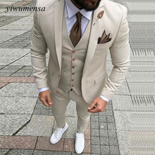 Blazer masculino da moda para noivado, slim fit, tamanhos marfim, feito sob medida, 3 peças, vestido de festa, formatura, casamento 2024 - compre barato
