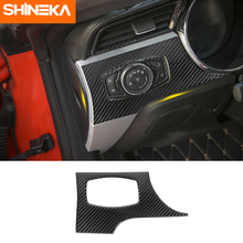 SHINEKA Carbon Fiber Car Headlight Switch Trim Frame Button Panel Trim Protective Stickers For Ford Mustang 2015+ Accessories 2024 - buy cheap