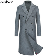 Letskeep мужское длинное шерстяное пальто, 70 Шерстяное приталенное двухстороннее пальто, теплая ветровка, ZA565 2024 - купить недорого