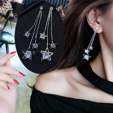Stylish Gold Color Star Tassel Long Crystal Earrings Shiny Zircon Silver Color Star Temperament Brincos Women Girl Jewelry Gifts 2024 - buy cheap