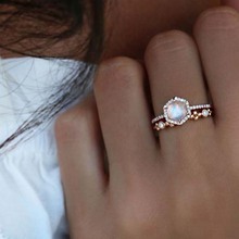 US SIZE 6 7 rose gold silver color clear cubic zirconia gorgeous stack engagement wedding set hexagon ring 2024 - buy cheap
