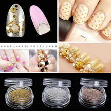 1 botella DIY cuentas de Caviar para uñas decoraciones tachuelas 3d 0,8mm Mini cuentas de acero inoxidable uñas Rosa artística oro plata 2024 - compra barato