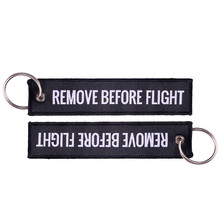 Chaveiro de moda para chaves, chaveiro com letras pretas e brancas para remover antes do voo, chaveiro de tecido aviador para presente 2024 - compre barato