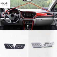 2pcs/lot ABS chrome or carbon fiber grain High position air conditioning outlet decoration cover for 2018 Volkswagen VW T-ROC 2024 - buy cheap