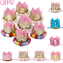 QIFU шапки на день рождения, декоративная крышка, шляпа на первый день рождения, корона принцессы, 1-го, 2-го, 3-го года, Декорации для детского дня рождения 2024 - купить недорого