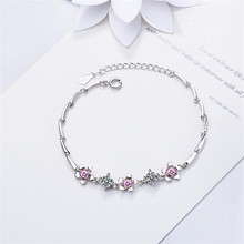 Flor pulseiras feminino roxo cristal prata chapeado jóias moda simples temperamento pulseiras sb160 2024 - compre barato