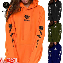 Rose Hoodie Plus Size Hoodies Women 5xl Poleron Mujer 2020 Orange Sweatshirt Gothic Lettering No Enemies Kangaroo Pocket Hoodie 2024 - buy cheap