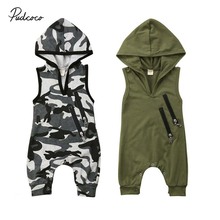 2019 Brand Newborn Baby Boy Hooded Camo One-Pieces Romper Camoflage Sleeveless Casual Jumpsuit Outfit Soft Cotton Baby Clothes 2024 - buy cheap