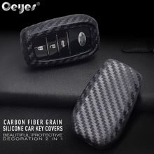 Ceyes-capa em fibra de carbono para carro, estilo, adesivo e acessórios de cobertura para toyota rav4, highlander, coroa, automóvel smart 2, 3, 4 botões 2024 - compre barato