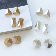SRCOI миниатюрные геометрические серьги-гвоздики из сплава золотого и серебряного цвета, треугольные круглые прямоугольные минималистичные европейские женские Украшения, оптовая продажа 2024 - купить недорого