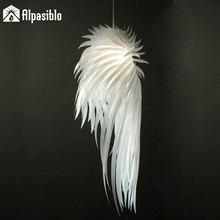 Cor moderna anjo asa pena pingente de luz e27 titular material pvc loja arte deco única cabeça da sala de jantar pingente lâmpada