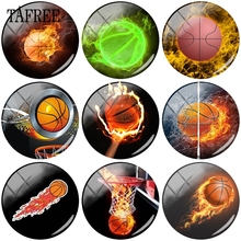 Tafree fogo basquete imagem de vidro cabochão cúpula contas 12- 20mm tênis bola esportes cameo pingente configurações diy jóias 2024 - compre barato