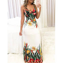 Summer Women Boho Floral Printed Dresses Fashion Ladies Sleeveless Party Evening Long Maxi Dress 2018 Suspenders V-neck Dresses 2024 - buy cheap