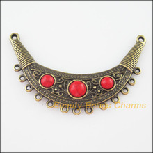 3 New Charms Moon Connectors Red Antiqued Bronze Pendants Retro 40x67.5mm 2023 - buy cheap