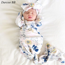 Newborns Baby Little Girls Cute Floral Print Ste Sleeping Clothing 0-3 Months Infant Long Sleeve Blanket Sleepers and Headband 2024 - buy cheap