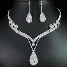 Bridal Wedding Party Rhinestone Water Drop Pendant Necklace Drop Earrings Set fashion 2024 - buy cheap