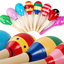 10pcs/lot Baby Wooden Maraca Hand Rattles Kids Musical Party Favor Child Baby Shaker Percussion Musical Instrument Toy WL129 2024 - compre barato