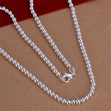 Collares de plata 925 para mujer, collar de cadena de bolas de 4mm, joyería de moda de 18 pulgadas, regalos de Navidad, se acepta Envío Directo 2024 - compra barato