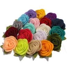 Flores de tecido não tecido com folhas para crianças 50 tamanhos 19 cores acessórios de cabelo fofos enrolados rosas flores para grampos de cabelo 2024 - compre barato