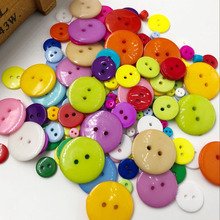Botones de plástico para manualidades, mezcla de colores de 6/9/11/15/20/25mm, 4 agujeros, costura, PT183, 50 Uds. 2024 - compra barato