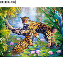 5d diy kit de pintura de diamante animais mosaico de leopardo imagem de strass pintura por números completo quadrado bordado decoração 2024 - compre barato