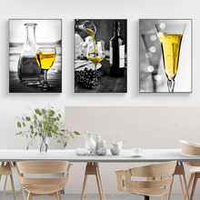Yellow Champagne Picture Home Decor Nordic Canvas Painting Wall Art Print  Wine Cup Poster Art Painting for Kitchen Living Room 2024 - buy cheap