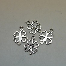 100pcs Charms luck irish four leaf clover Pendants 16x12mm 0.5g Antique silver Handmade Jewelry Making DIY alloy accessories 2024 - buy cheap