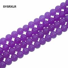 Wholesale Violet Stone Jadee Round Shape Natural Stone Beads For Jewelry Making DIY Bracelet Necklace 6/8/10/12 MM Strand 16'' 2024 - buy cheap