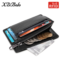 XDBOLO Wallet Male Genuine leather Wallets RFID men card wallet mini card holder with coin pocket small thin Men's slim wallets 2024 - buy cheap