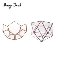 2pcs Set Clear Glass Geometric Terrarium Box Plant Planter Table Decor Favor 2024 - buy cheap