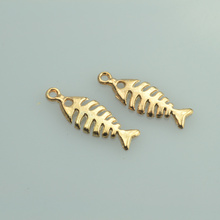 35 pcs free shipping Champagne gold charms diy metal  fish bone pendant for necklace&bracelets jewelry making 26*9 mm D734 2024 - buy cheap