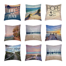 Happy Place Coastal White Cushion Cover Life is a beach Coconut Tree Sunset Soft Throw Pillow Case Home Decor Bench Seat 2024 - buy cheap