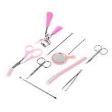 10pcs/set Eyebrow Cosmetic Tools Kit Eyebrow Trimmer Tweezers Scissors Razor Eyelash Curler Mirror Earpick Acne Pin Extractor 2024 - buy cheap