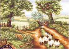 14/16/18/27/28 FREE delivery Top Quality popular counted cross stitch kit Down the Track Sheep Field Tree Flowers pce948 2024 - buy cheap